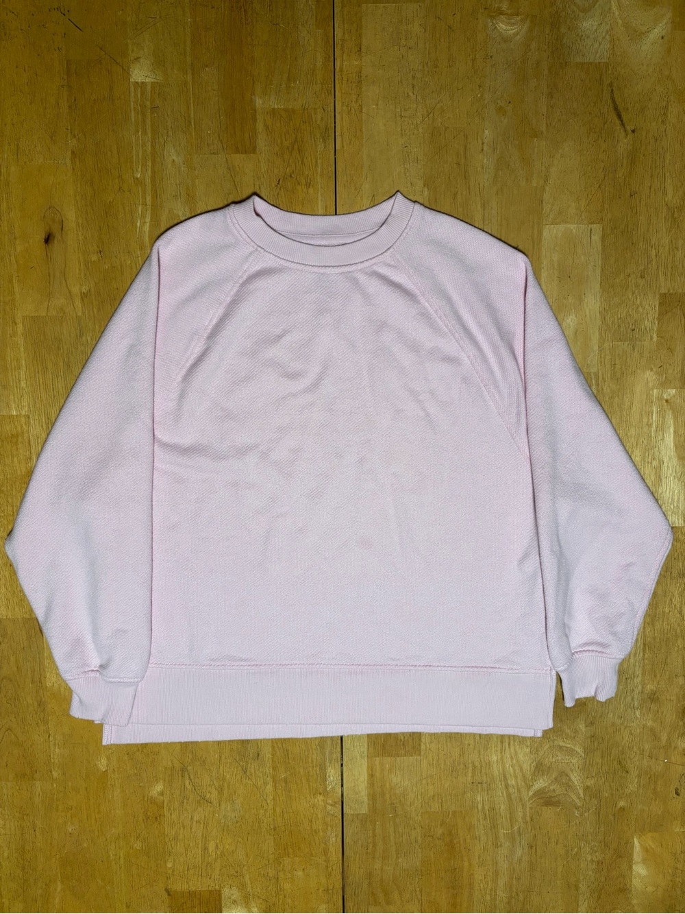 Aerie Women's Light Pink Ribbed Crewneck Sweatshirt Split Step Hem XXS Fall
